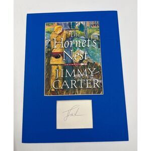 President Jimmy Carter Signed Cut Matted With Book Cover The Hornets Nest